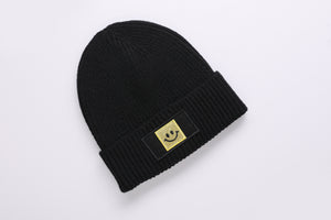 Patch Beanie Happy gold black