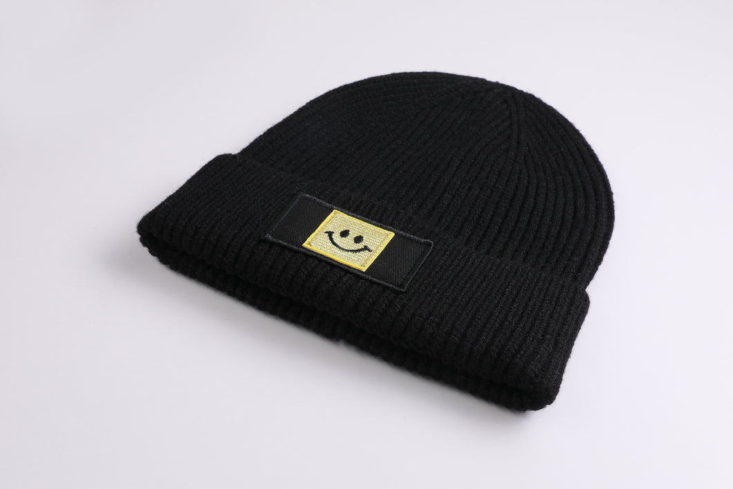 Patch Beanie Happy gold black