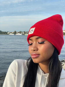 Cuffed Beanie Happy red